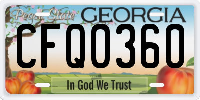 GA license plate CFQ0360
