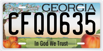 GA license plate CFQ0635