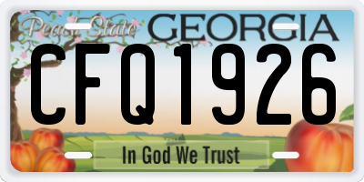 GA license plate CFQ1926