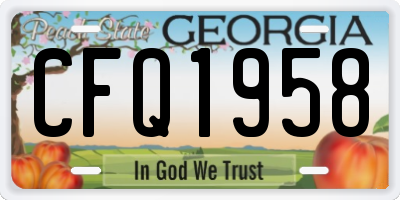 GA license plate CFQ1958