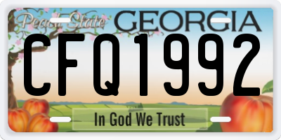 GA license plate CFQ1992