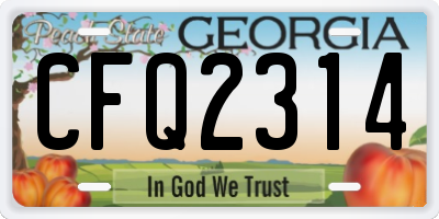 GA license plate CFQ2314