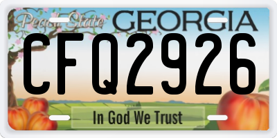 GA license plate CFQ2926