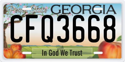 GA license plate CFQ3668