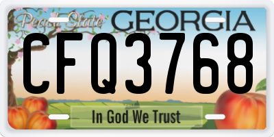 GA license plate CFQ3768