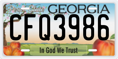 GA license plate CFQ3986