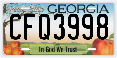 GA license plate CFQ3998