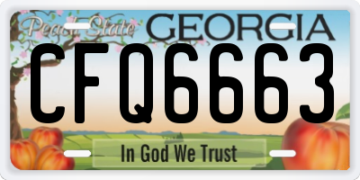 GA license plate CFQ6663