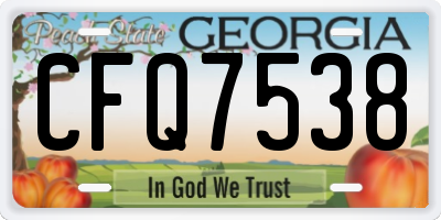 GA license plate CFQ7538
