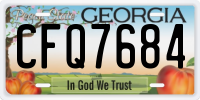 GA license plate CFQ7684