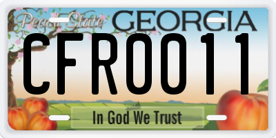 GA license plate CFR0011