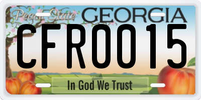 GA license plate CFR0015