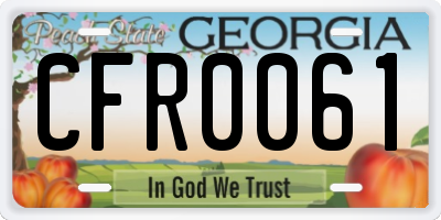 GA license plate CFR0061