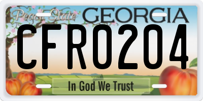 GA license plate CFR0204