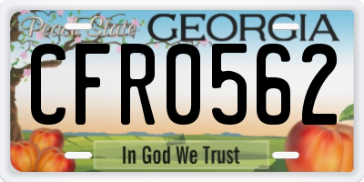 GA license plate CFR0562