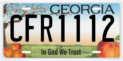 GA license plate CFR1112