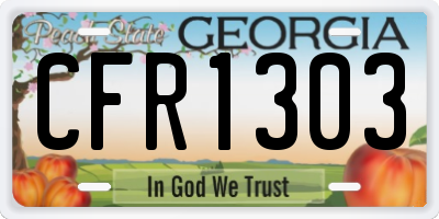 GA license plate CFR1303