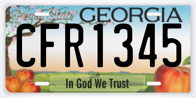 GA license plate CFR1345