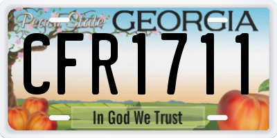 GA license plate CFR1711