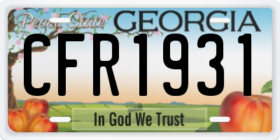 GA license plate CFR1931