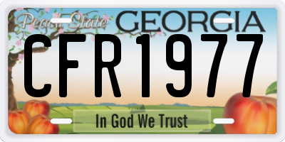 GA license plate CFR1977