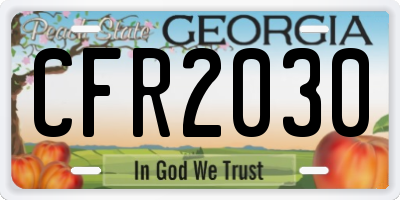 GA license plate CFR2030