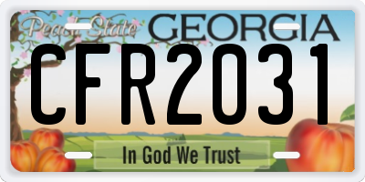 GA license plate CFR2031