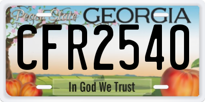 GA license plate CFR2540
