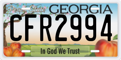 GA license plate CFR2994
