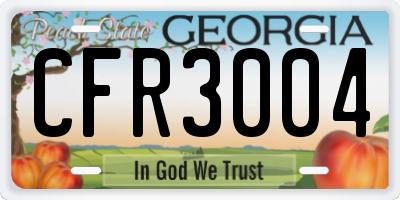 GA license plate CFR3004