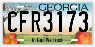 GA license plate CFR3173
