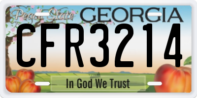 GA license plate CFR3214