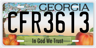 GA license plate CFR3613