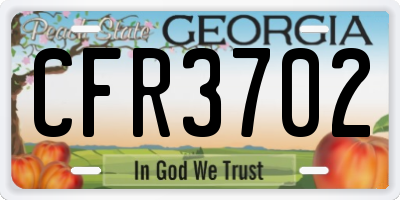 GA license plate CFR3702