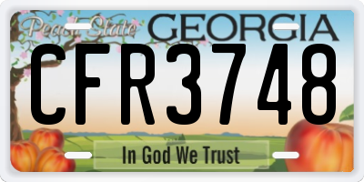 GA license plate CFR3748