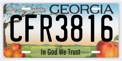 GA license plate CFR3816