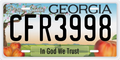 GA license plate CFR3998