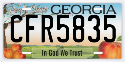 GA license plate CFR5835