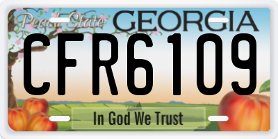GA license plate CFR6109