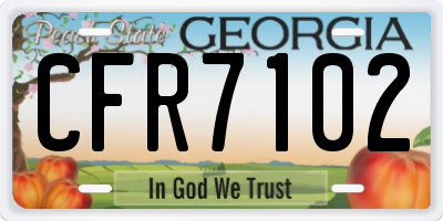 GA license plate CFR7102