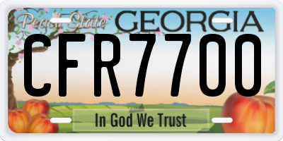 GA license plate CFR7700