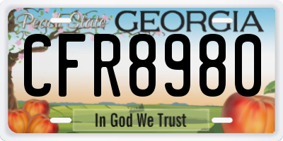 GA license plate CFR8980