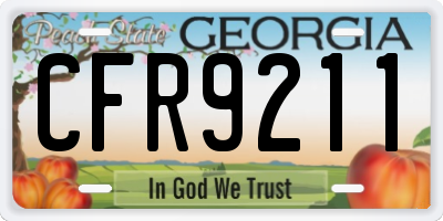 GA license plate CFR9211