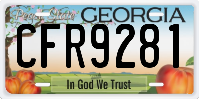 GA license plate CFR9281