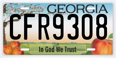 GA license plate CFR9308