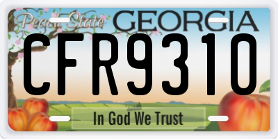 GA license plate CFR9310