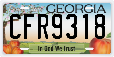 GA license plate CFR9318