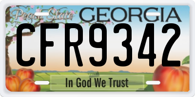 GA license plate CFR9342