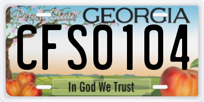 GA license plate CFS0104