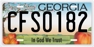 GA license plate CFS0182